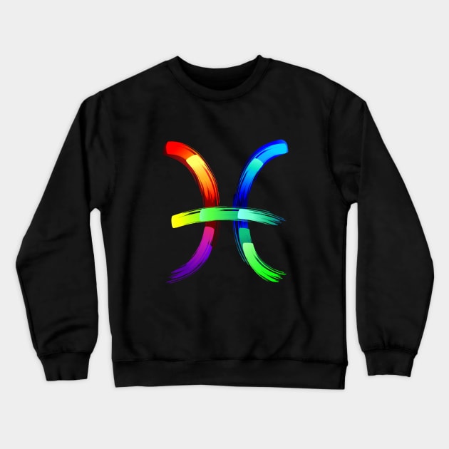 Pisces zodiac sign luminescent paint Crewneck Sweatshirt by Blackmoon9